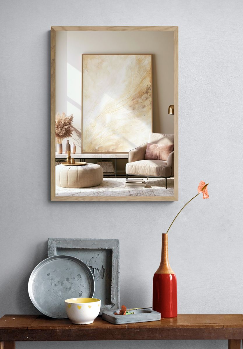 Soft Beige Abstract Poster. — room view 3