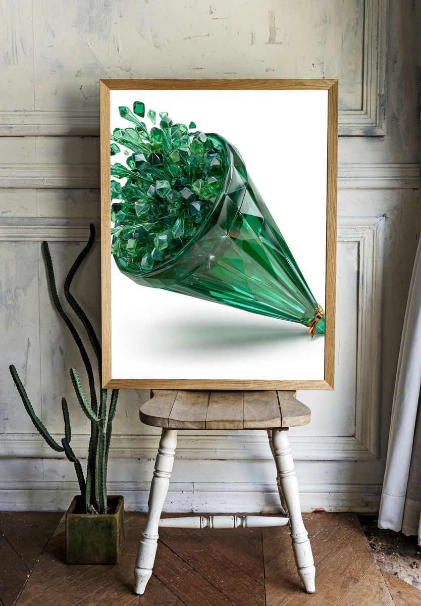 Emerald Crystal Bouquet Abstract Print. — room view 1