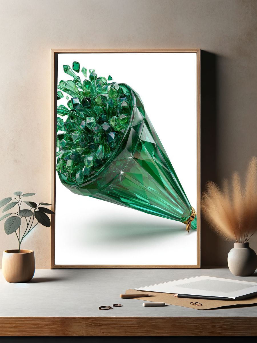 Emerald Crystal Bouquet Abstract Print. — room view 2