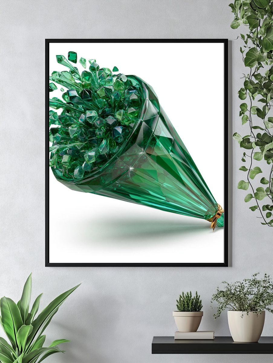 Emerald Crystal Bouquet Abstract Print. — room view 4