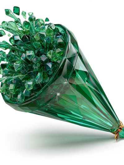Emerald Crystal Bouquet Abstract Print.