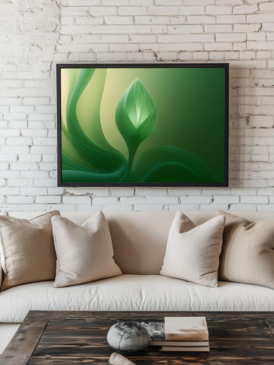 Emerald Leaf Abstract Poster. — room view 1