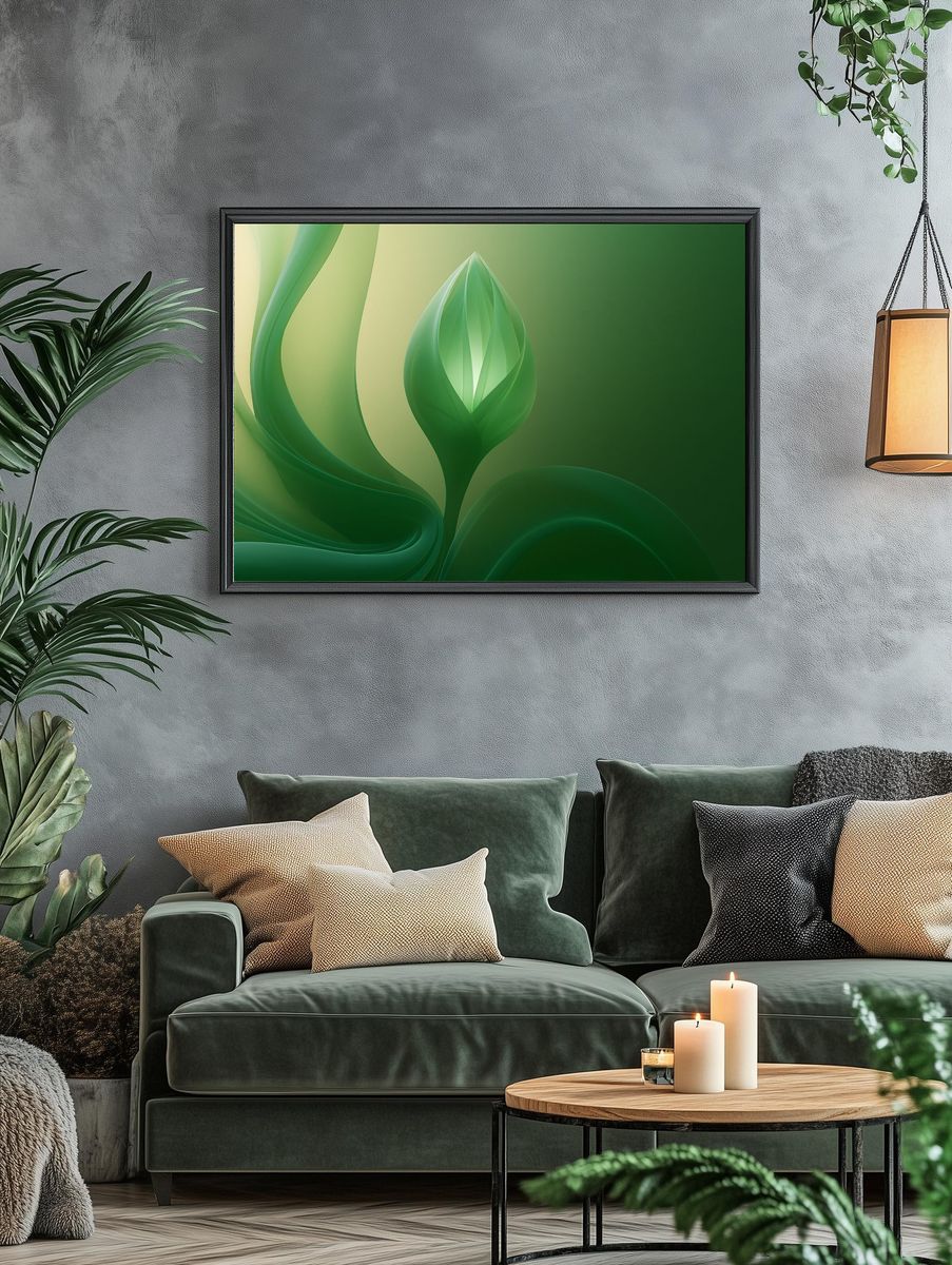 Emerald Leaf Abstract Poster. — room view 4