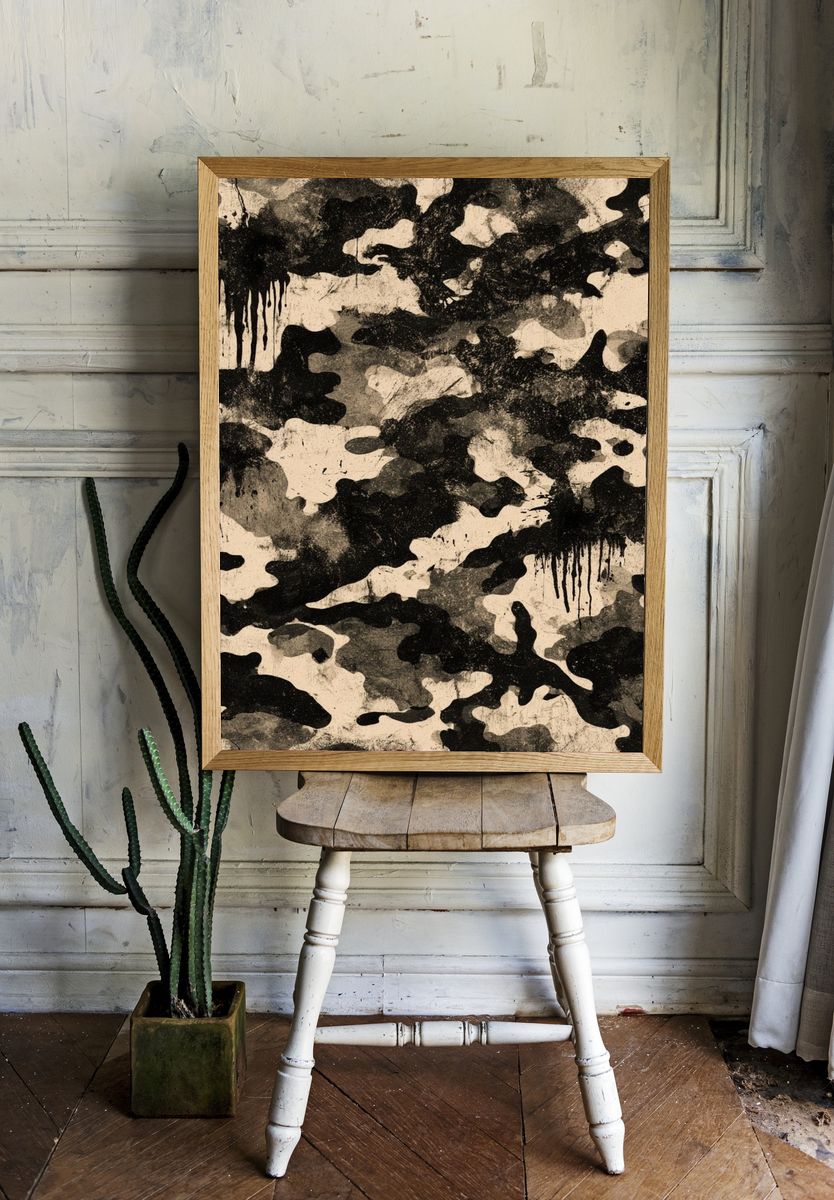 Camouflage Ink Abstract Poster. room preview