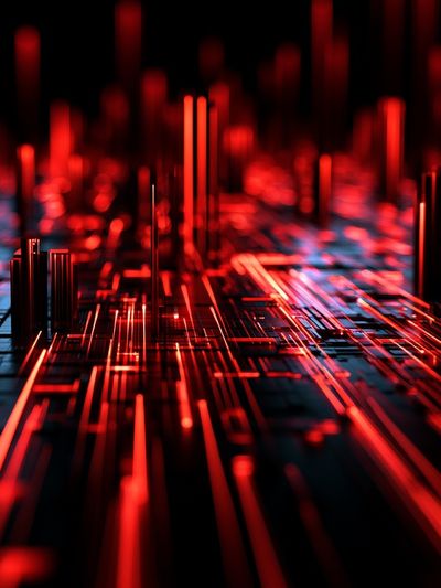 Neon Circuit Grid Abstract Poster.