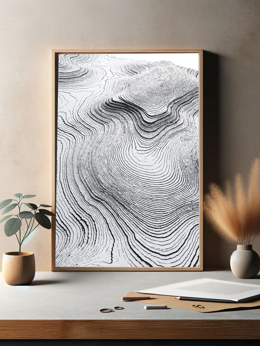Contour Lines Abstract Poster. — room view 2
