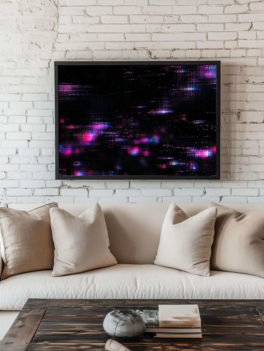 Neon Glitch Abstract Poster. room preview