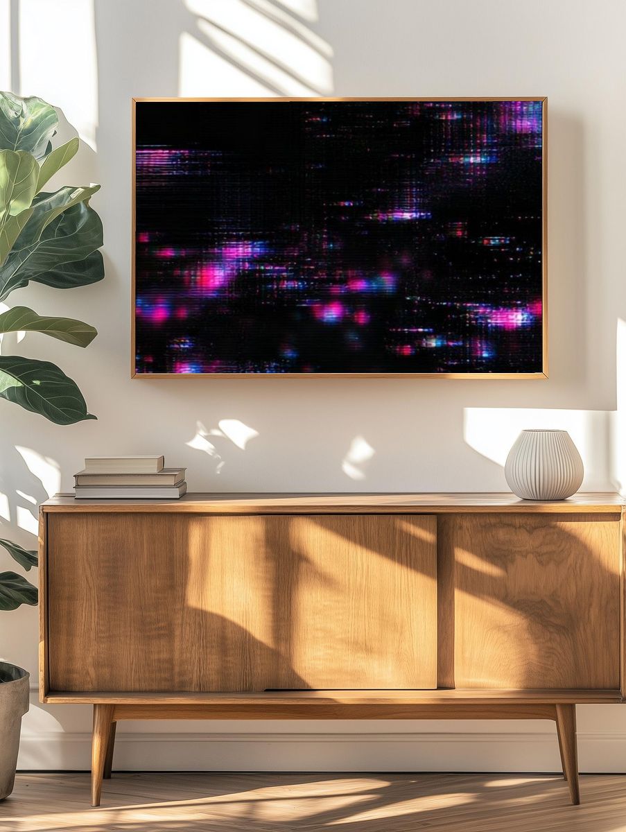 Neon Glitch Abstract Poster. — room view 3