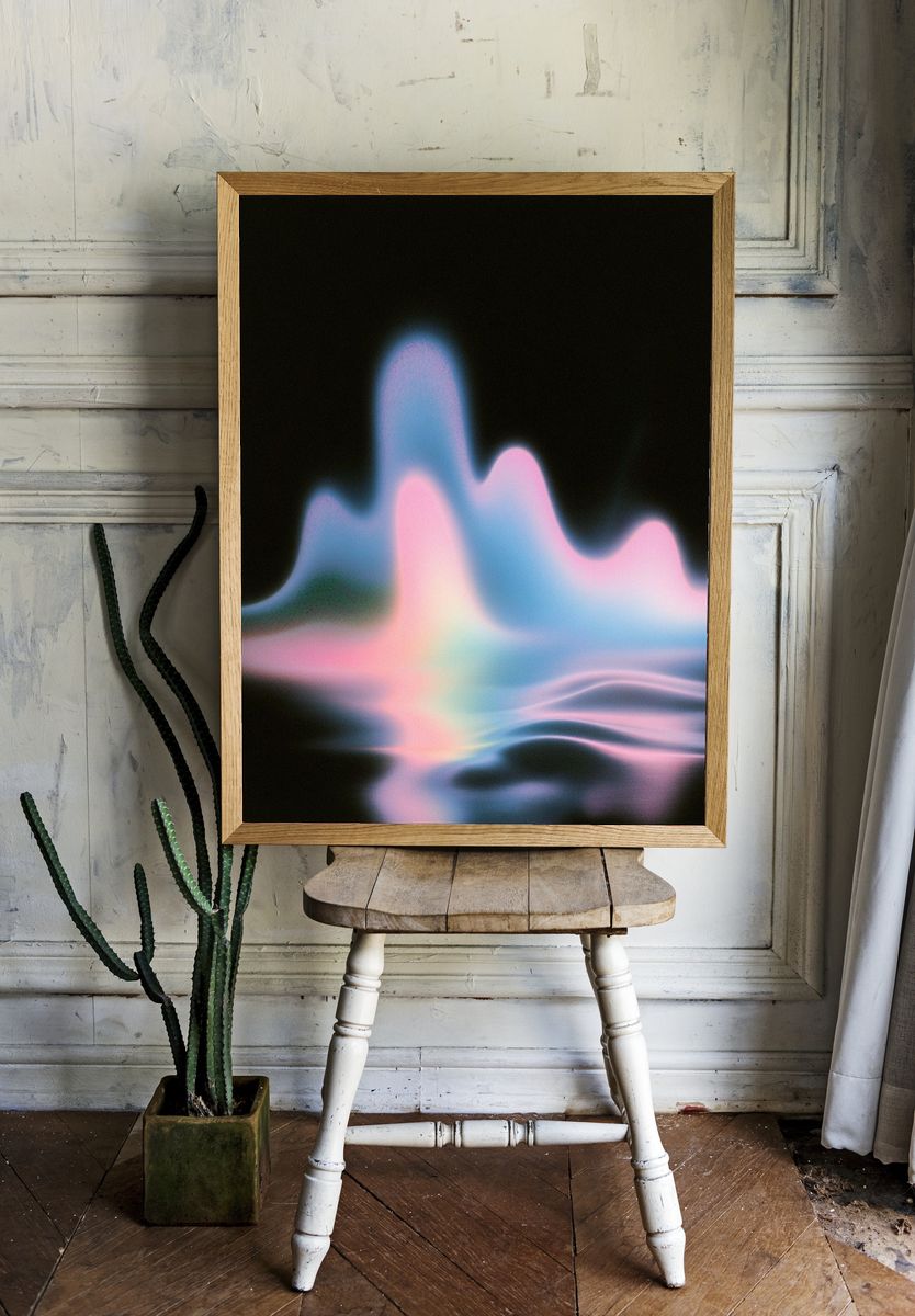 Neon Dreamscape Abstract Poster. — room view 1