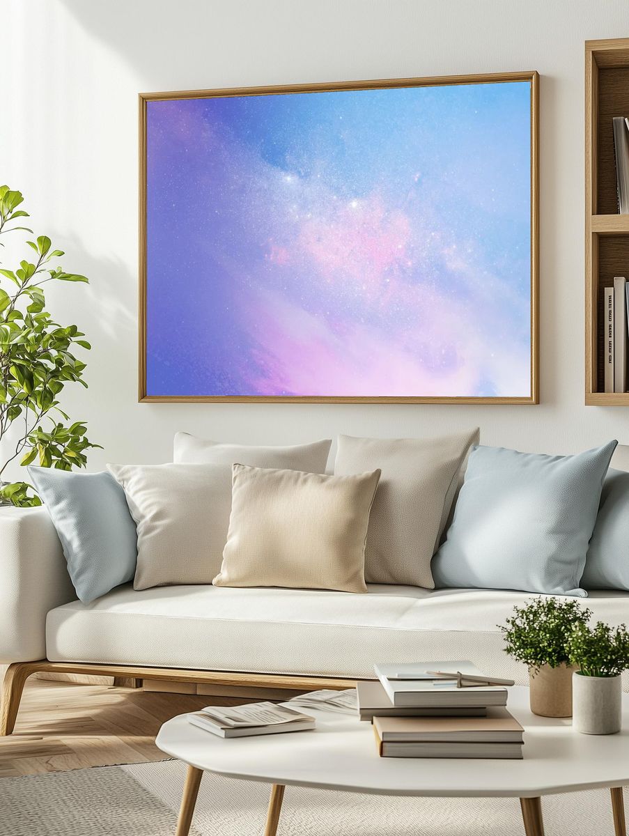 Pastel galaxy patterned background illustration. — room view 2
