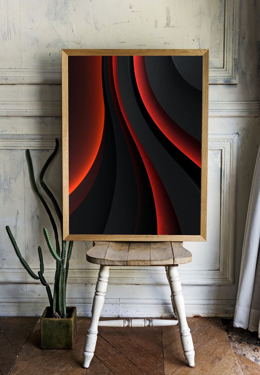 Crimson Arc Abstract Poster. room preview