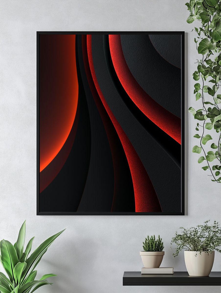 Crimson Arc Abstract Poster. — room view 4