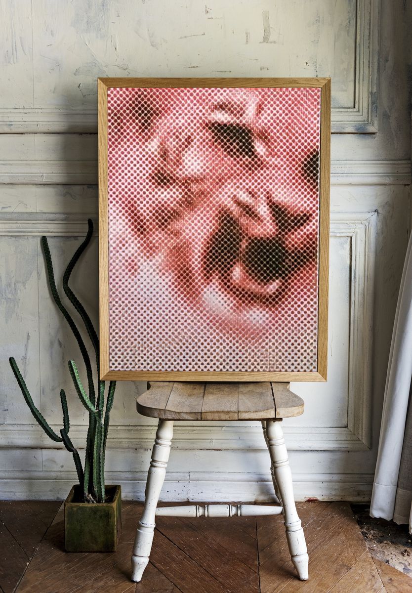 Abstract Halftone Floral Poster. — room view 1
