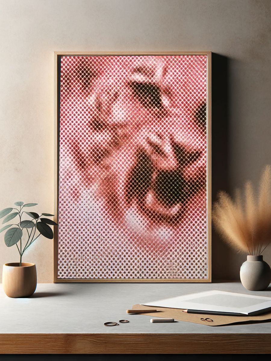 Abstract Halftone Floral Poster. — room view 2