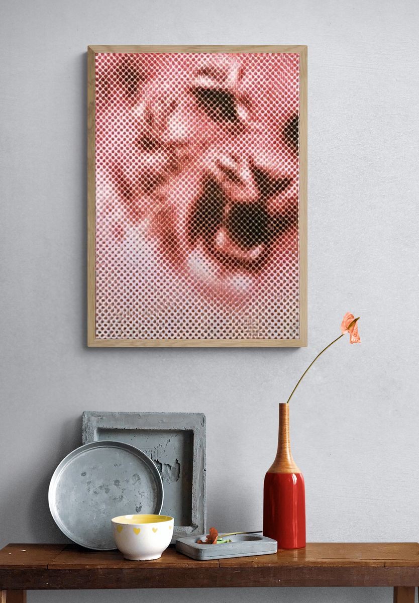 Abstract Halftone Floral Poster. — room view 3