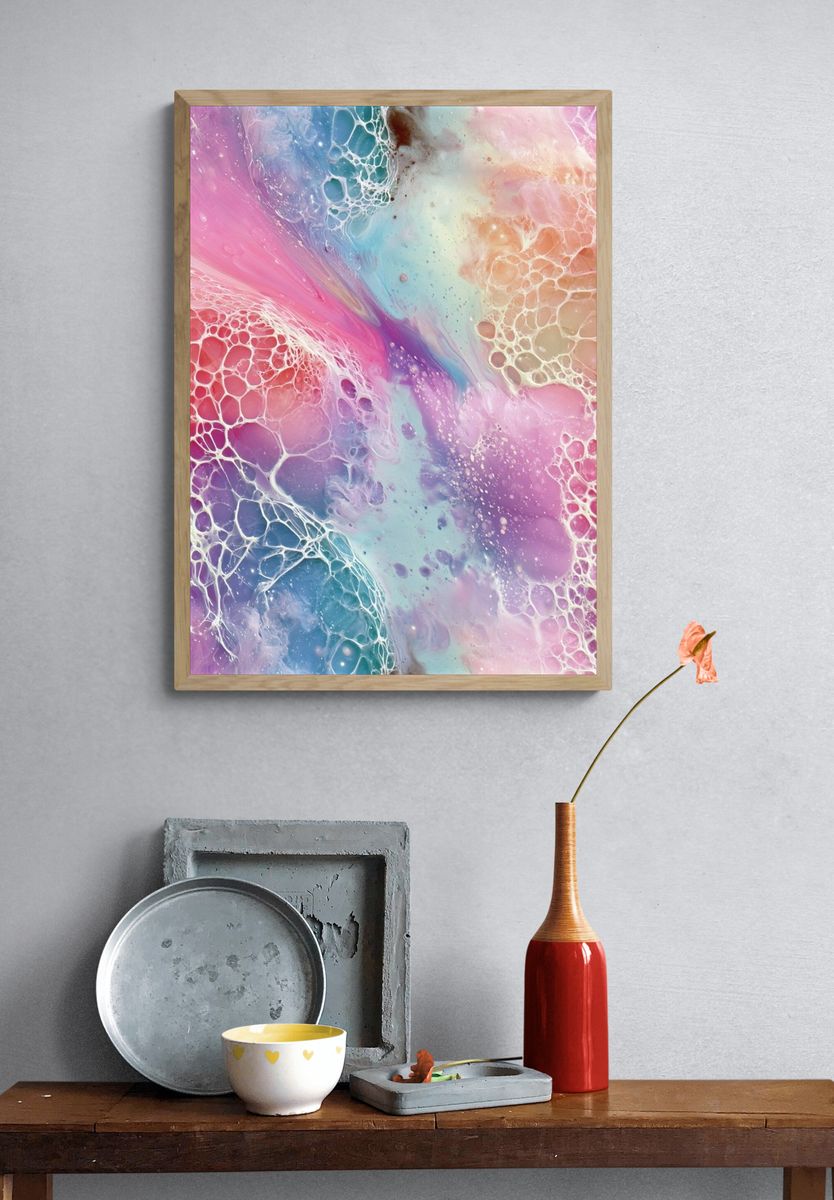 Pastel Fluid Abstract Poster. — room view 3