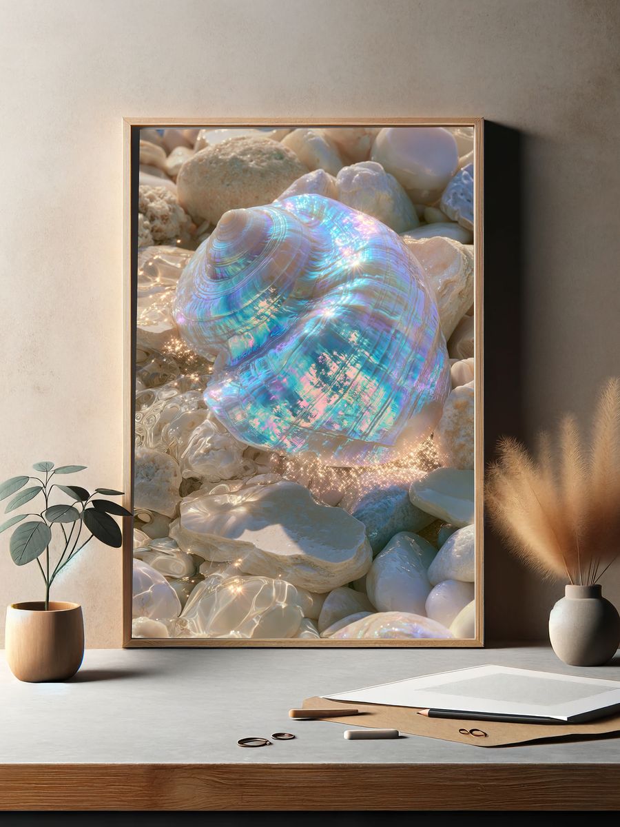 Iridescent Seashell Abstract Print. — room view 2