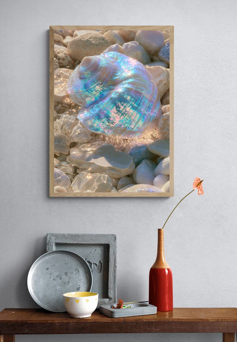 Iridescent Seashell Abstract Print. — room view 3
