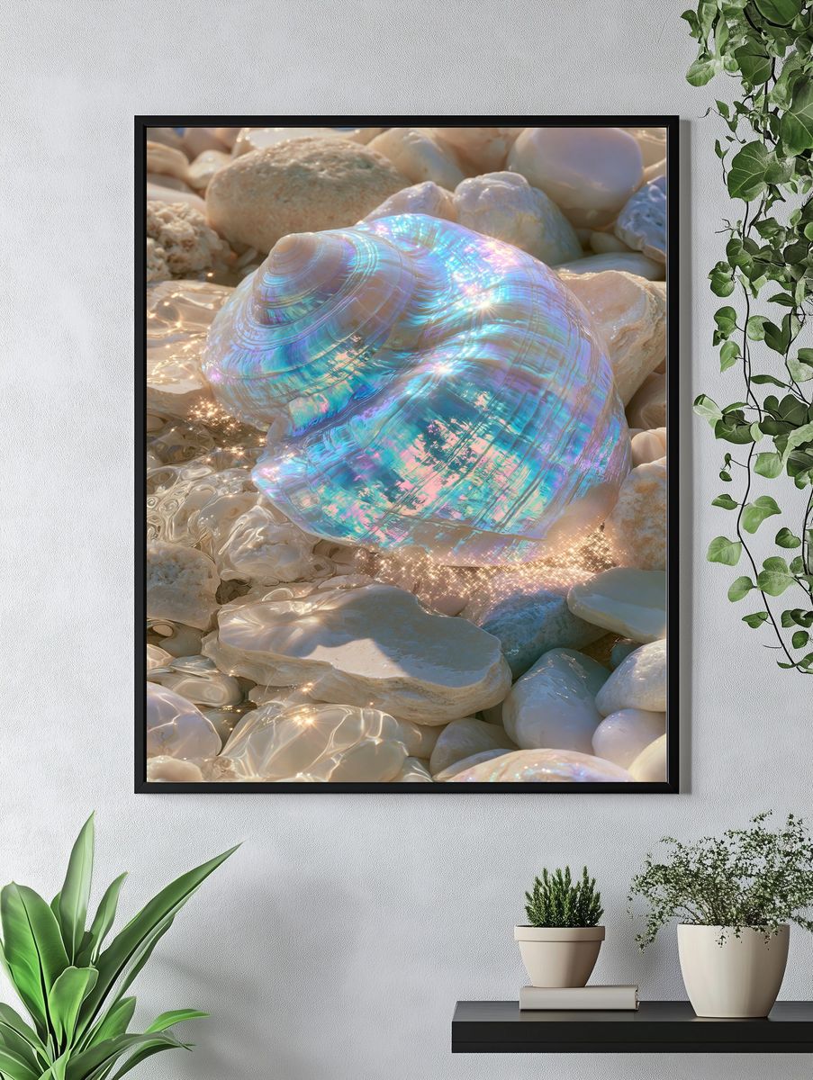 Iridescent Seashell Abstract Print. — room view 4