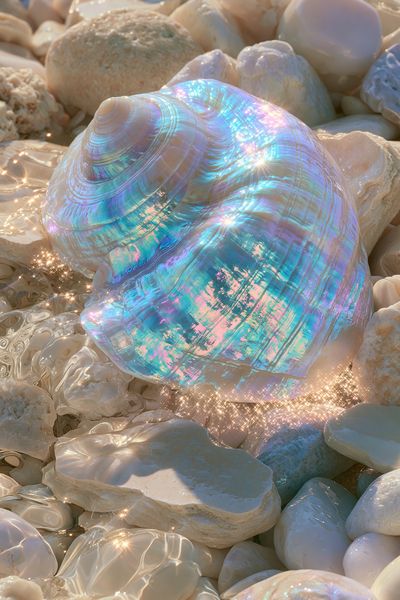 Iridescent Seashell Abstract Print.