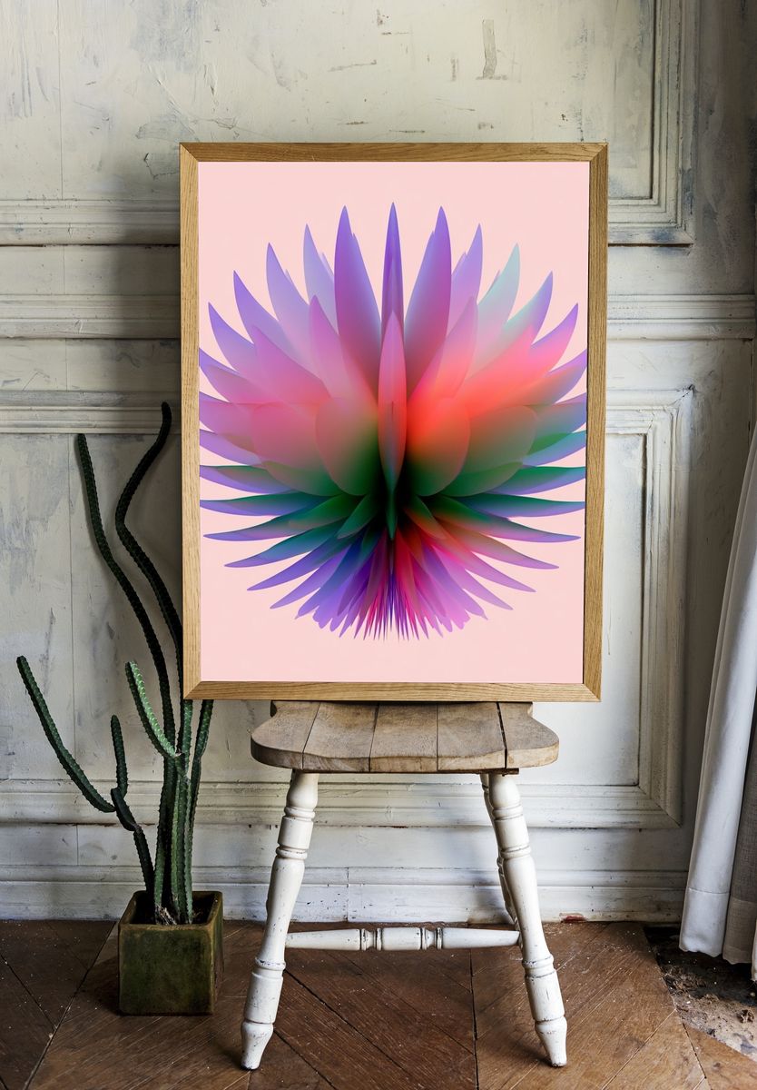 Pastel Bloom Abstract Print. room preview