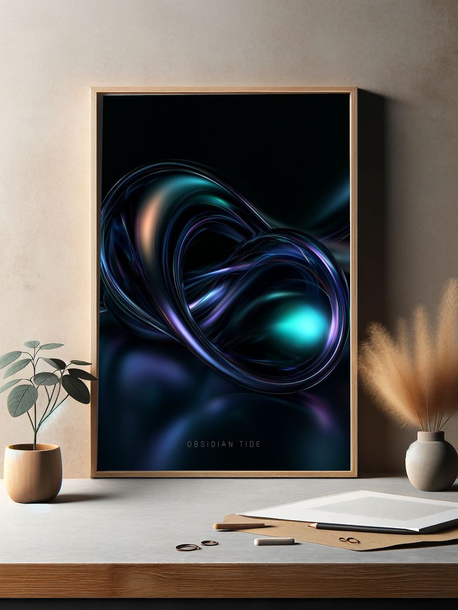 Obsidian Tide Abstract Poster. — room view 2