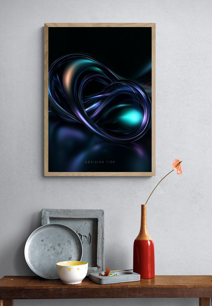 Obsidian Tide Abstract Poster. — room view 3