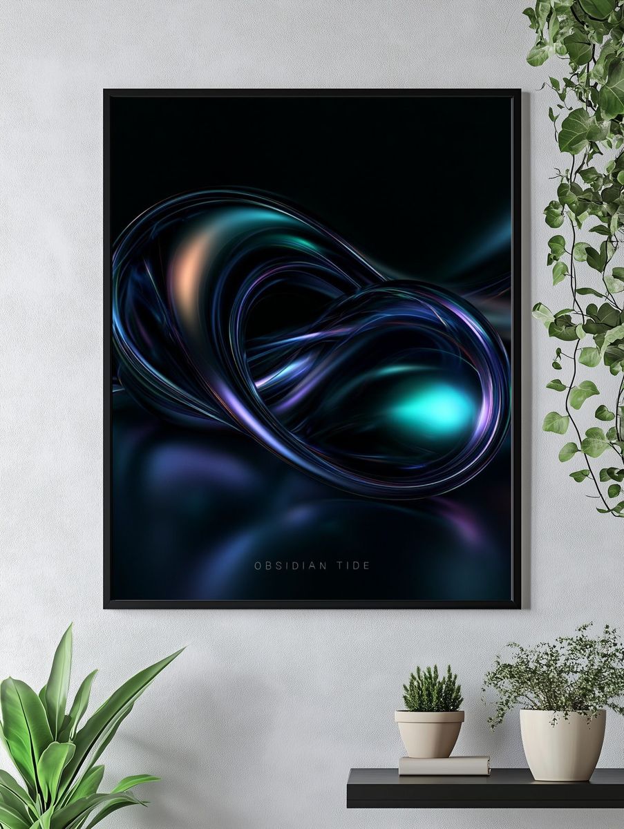 Obsidian Tide Abstract Poster. — room view 4