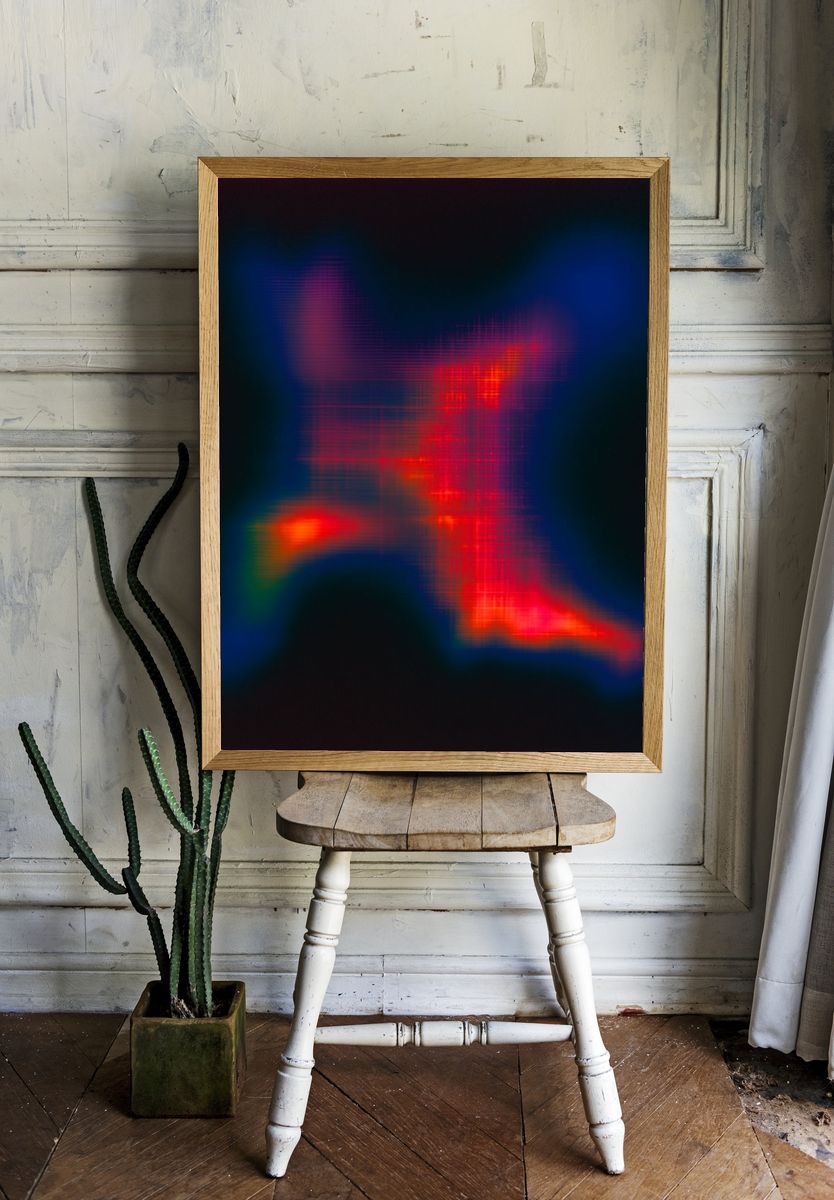 Neon Glitch Abstract Poster. room preview