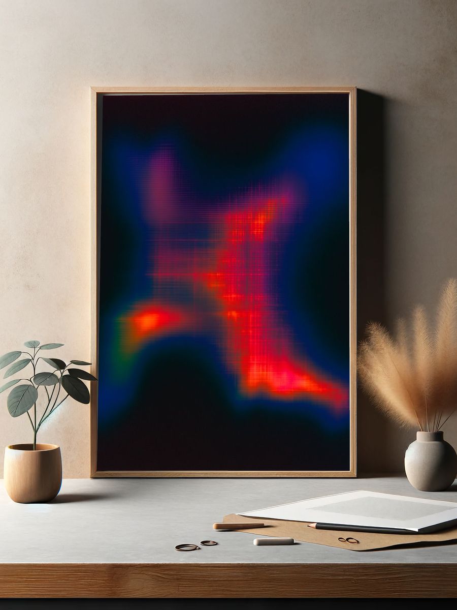 Neon Glitch Abstract Poster. — room view 2