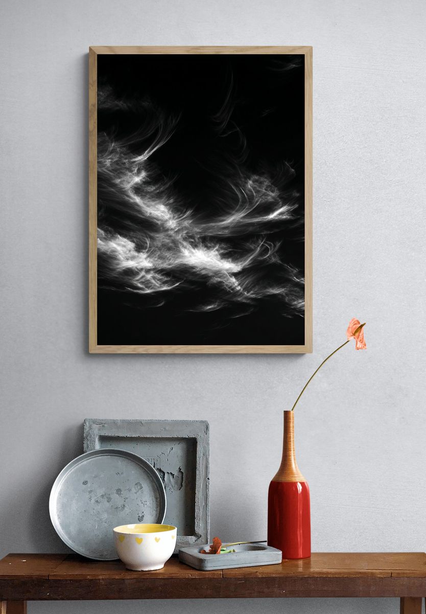 Monochrome Smoke Abstract Poster. — room view 3