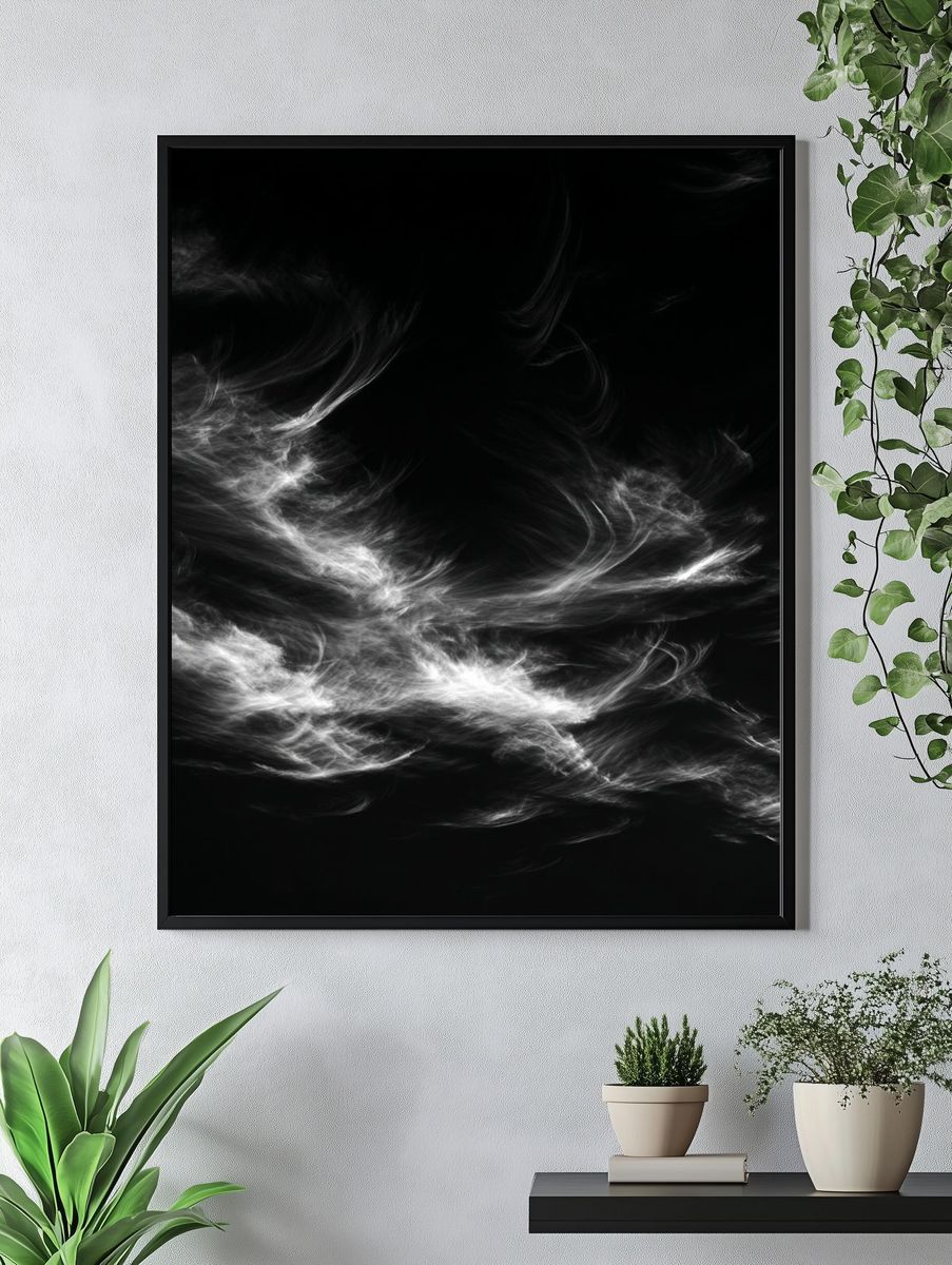 Monochrome Smoke Abstract Poster. — room view 4