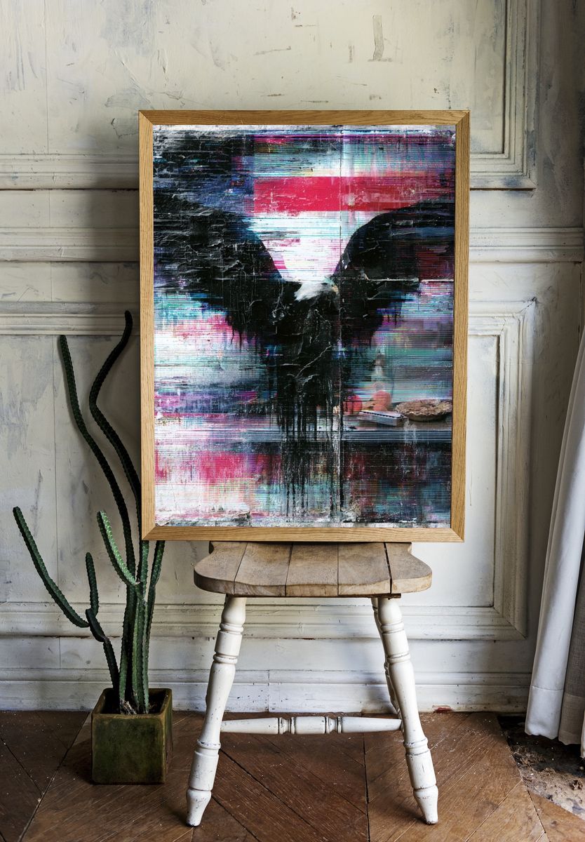 Glitch Wing Abstract Print. room preview