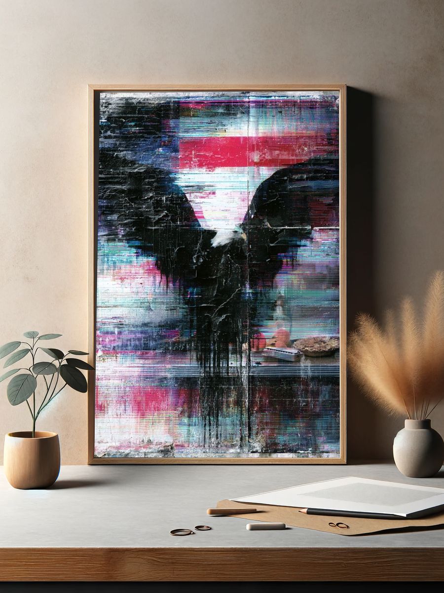 Glitch Wing Abstract Print. — room view 2