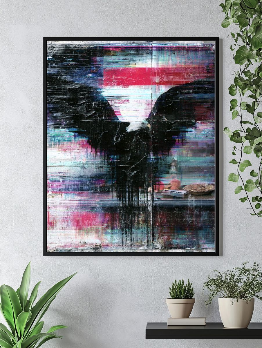 Glitch Wing Abstract Print. — room view 4