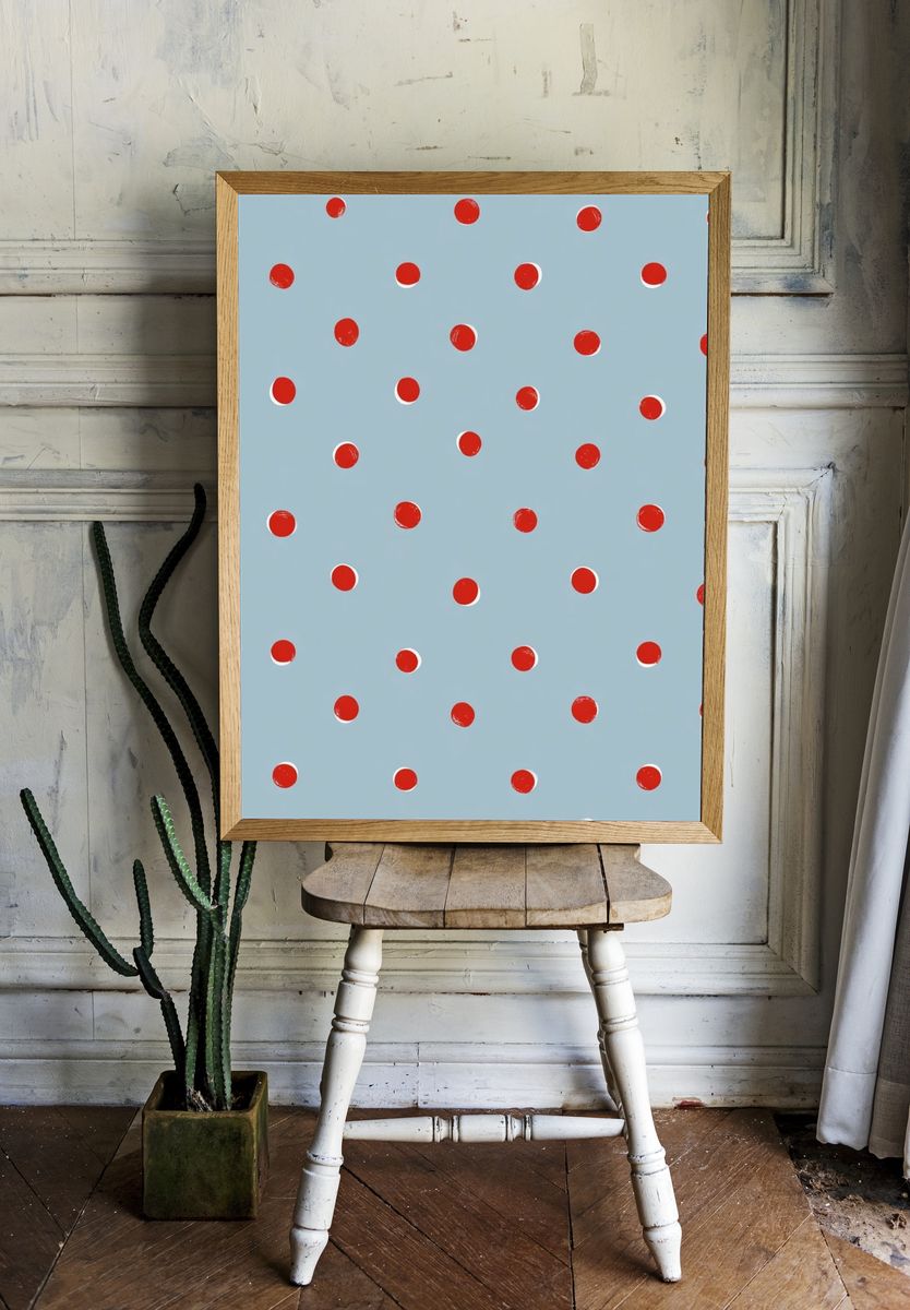 Red Polka Dot Pattern Print. — room view 1