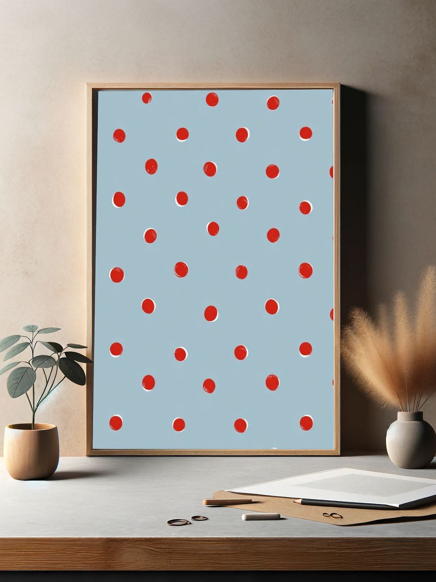 Red Polka Dot Pattern Print. — room view 2