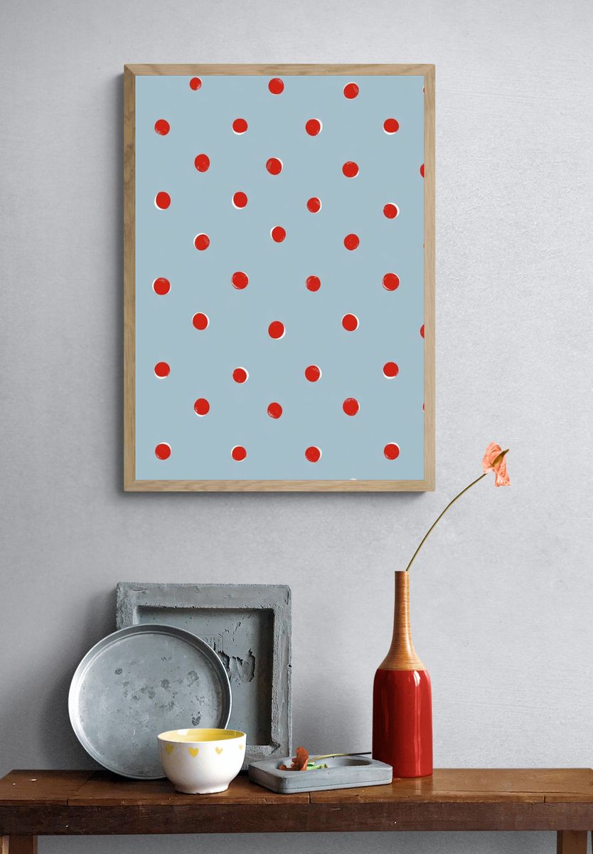 Red Polka Dot Pattern Print. — room view 3