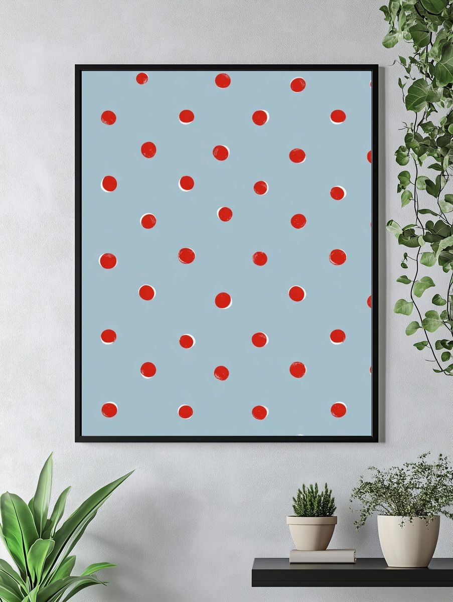 Red Polka Dot Pattern Print. — room view 4