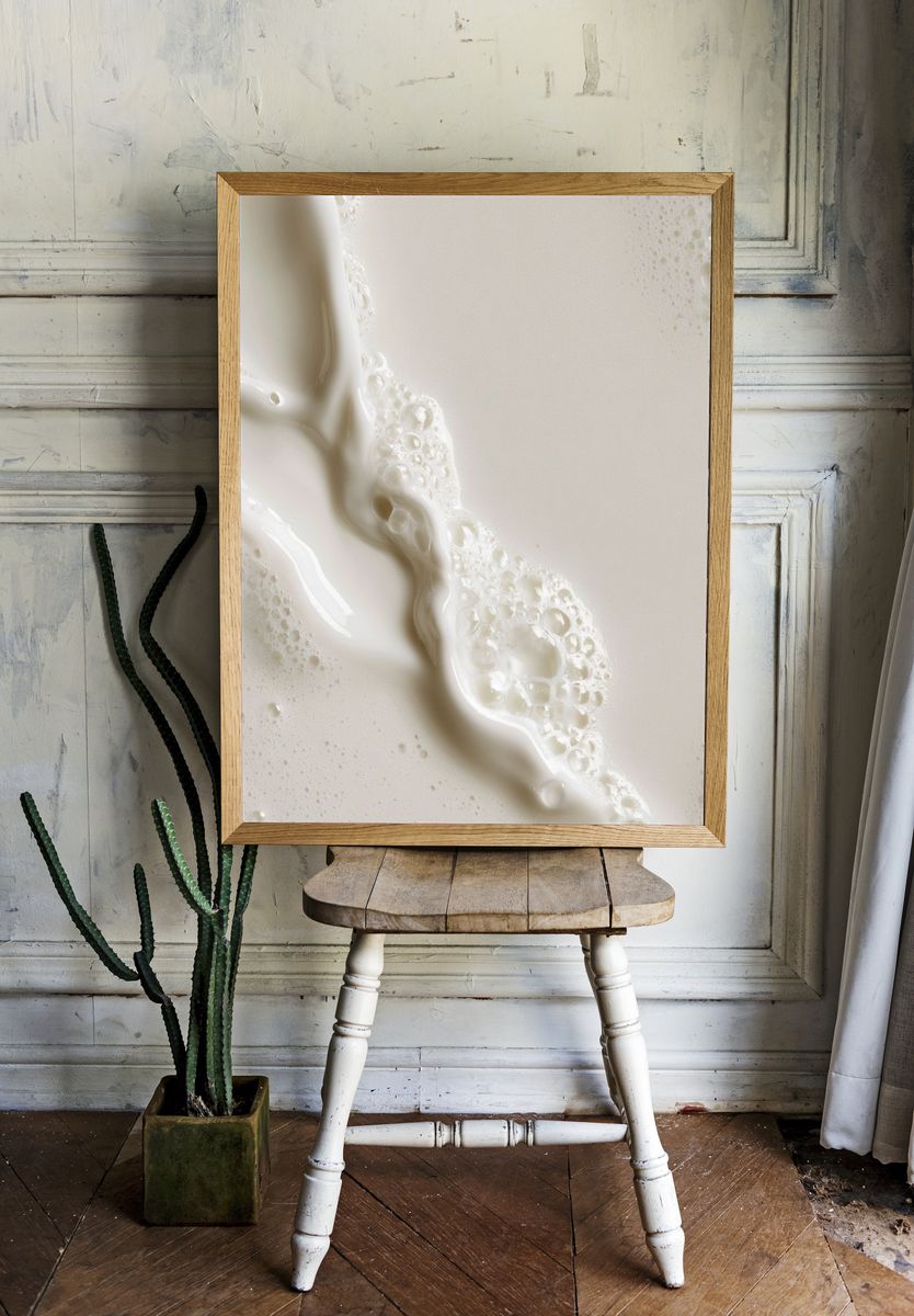 Cream Foam Abstract Print. room preview