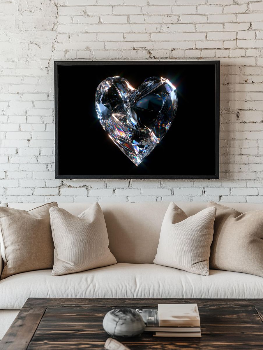 Crystal Heart Abstract Print. room preview