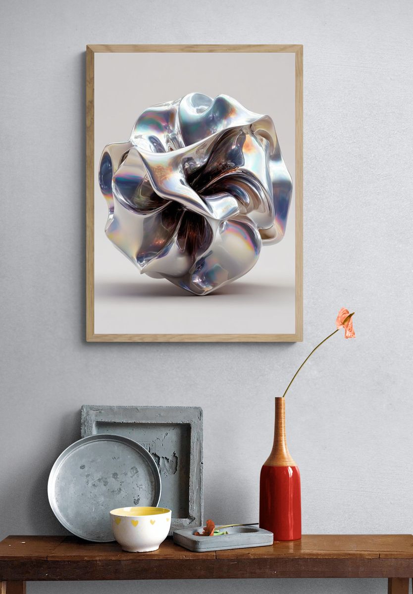 Iridescent Abstract Sculpture Poster. — room view 3