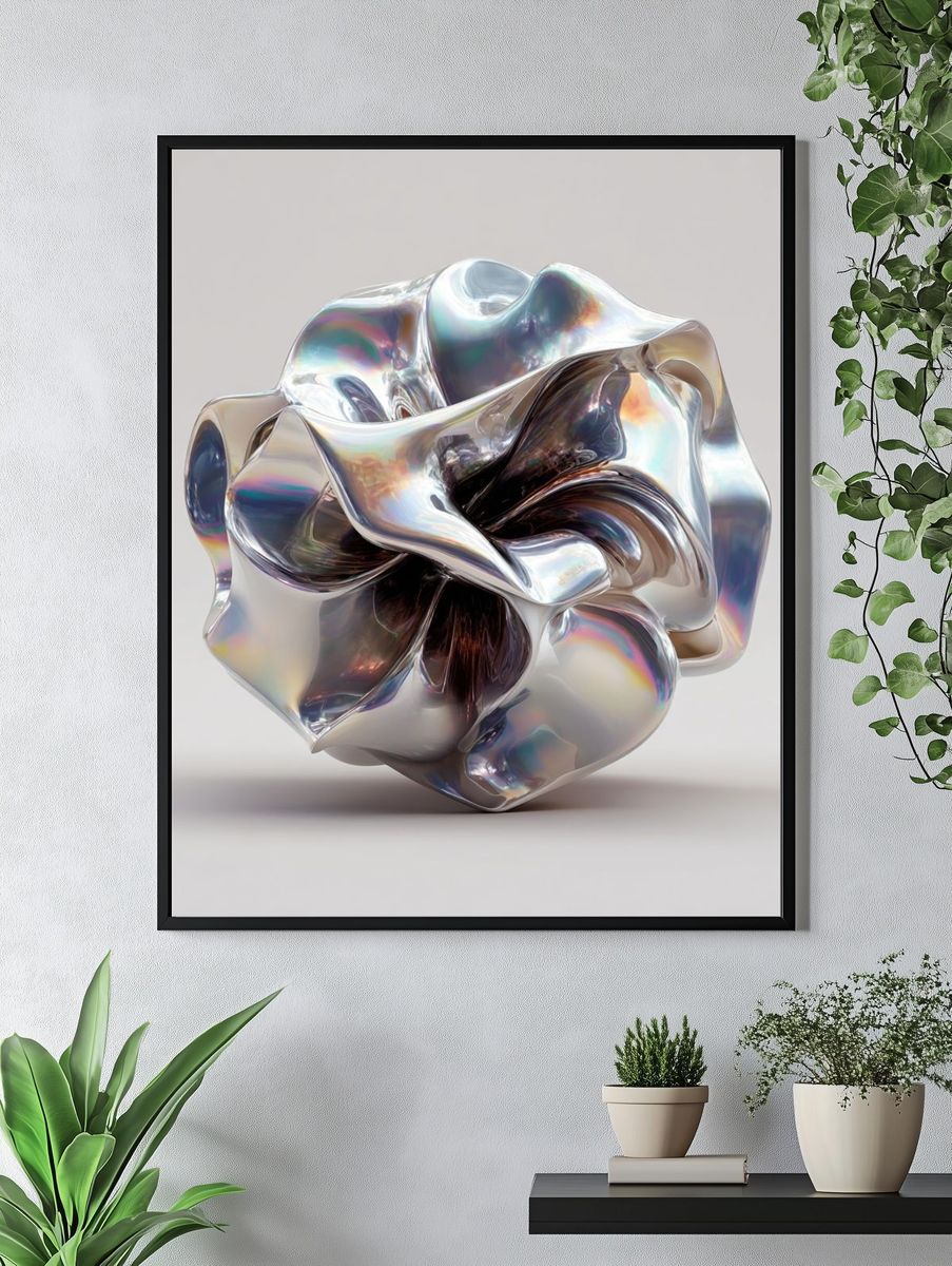 Iridescent Abstract Sculpture Poster. — room view 4