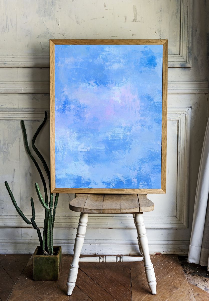 Soft Blue Cloudscape Abstract Poster. room preview