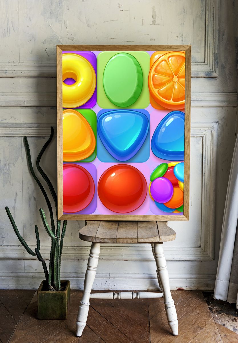 Colorful Candy Shapes Abstract Poster. — room view 1