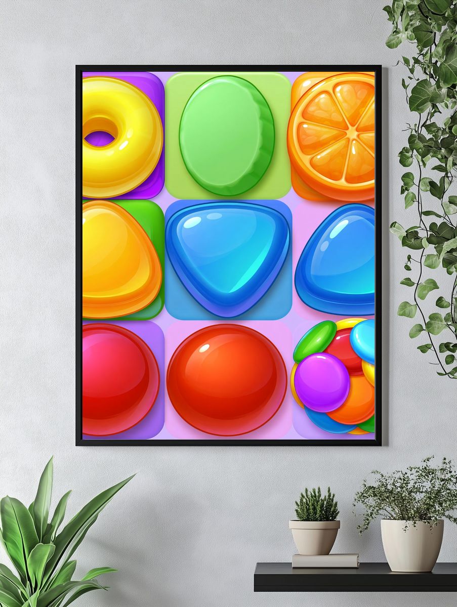 Colorful Candy Shapes Abstract Poster. — room view 4