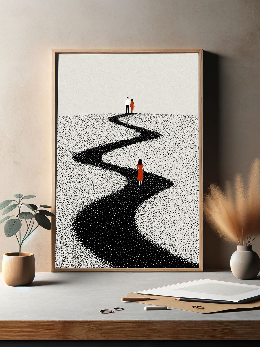 Winding Path Minimalist Print. — room view 2