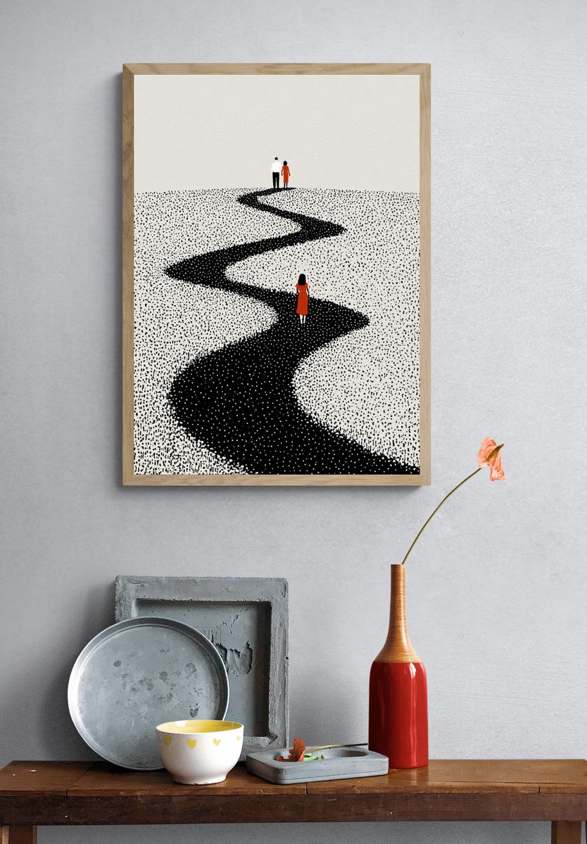 Winding Path Minimalist Print. — room view 3