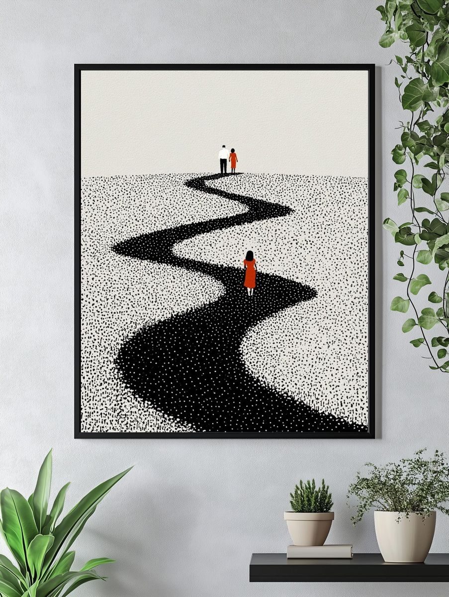 Winding Path Minimalist Print. — room view 4