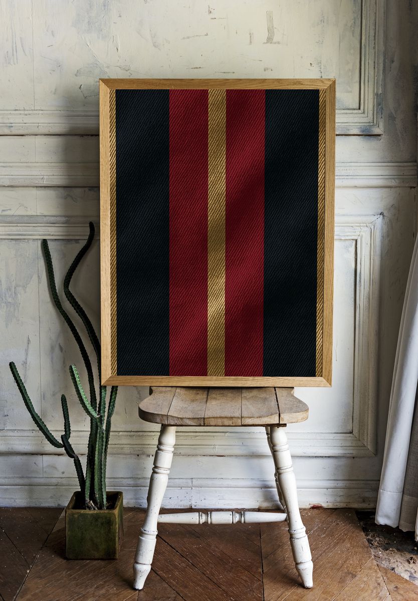 Red and Black Stripes Abstract Print. room preview